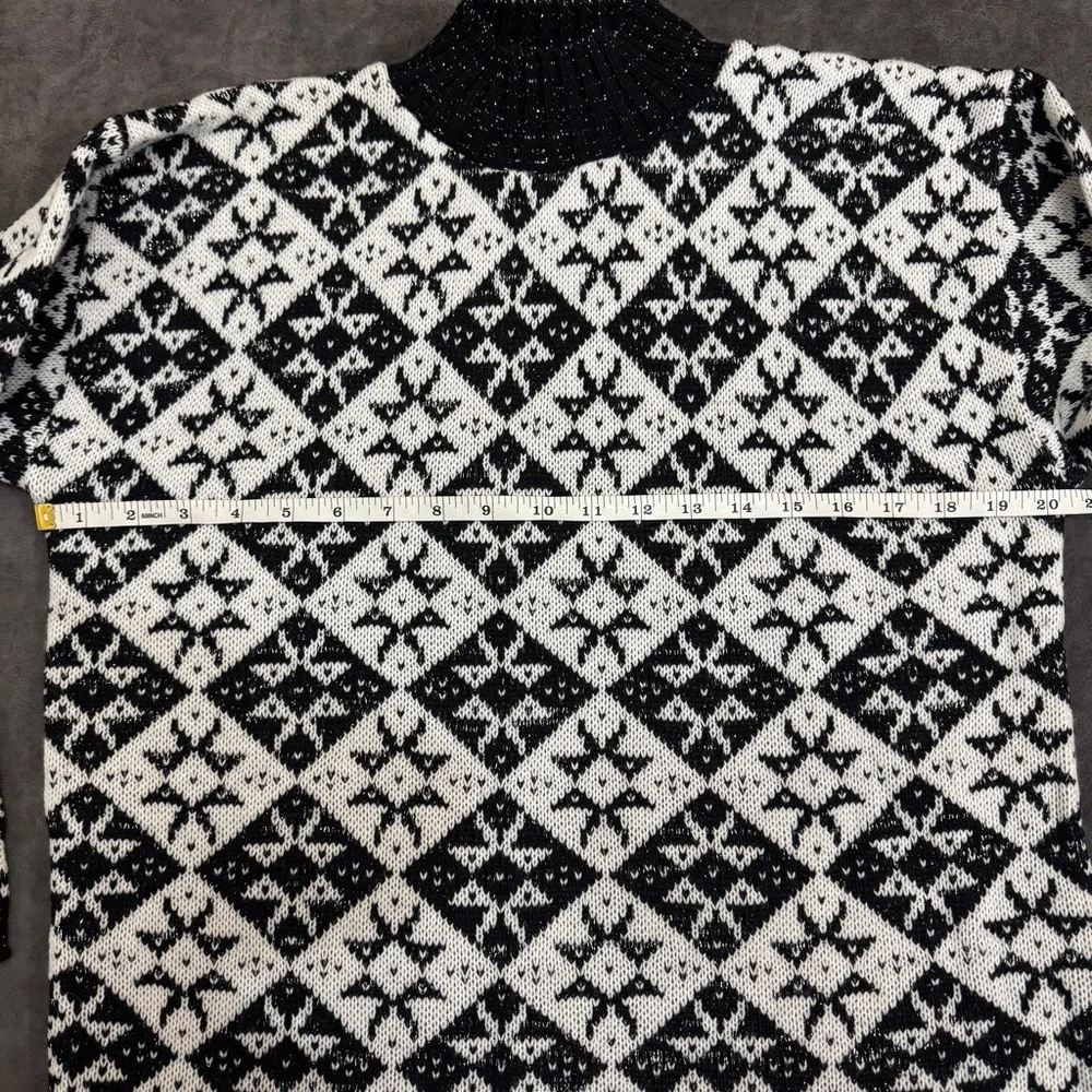 Vintage Women AMERICAN PRIDE Made in USA Geometric Metallic Black Sweater Large